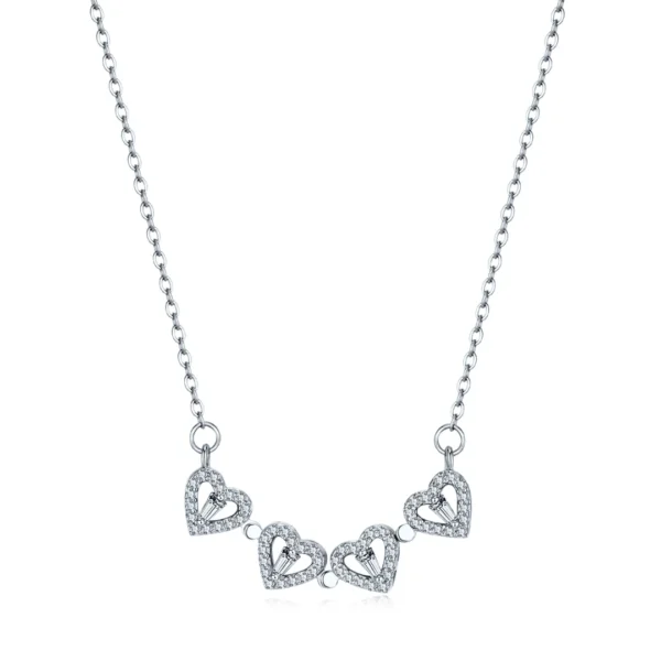 Silver Clover Hearts Necklace - Image 2