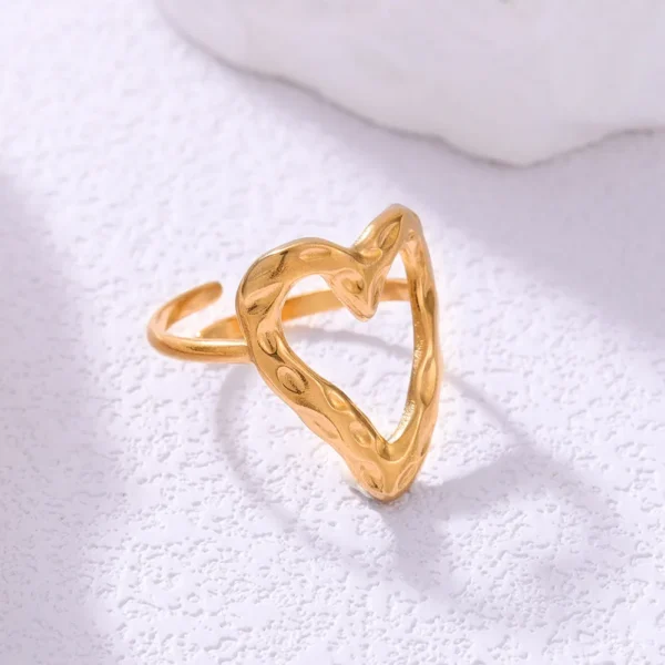 Retro Love Adjustable Stainless Steel Ring - Image 5